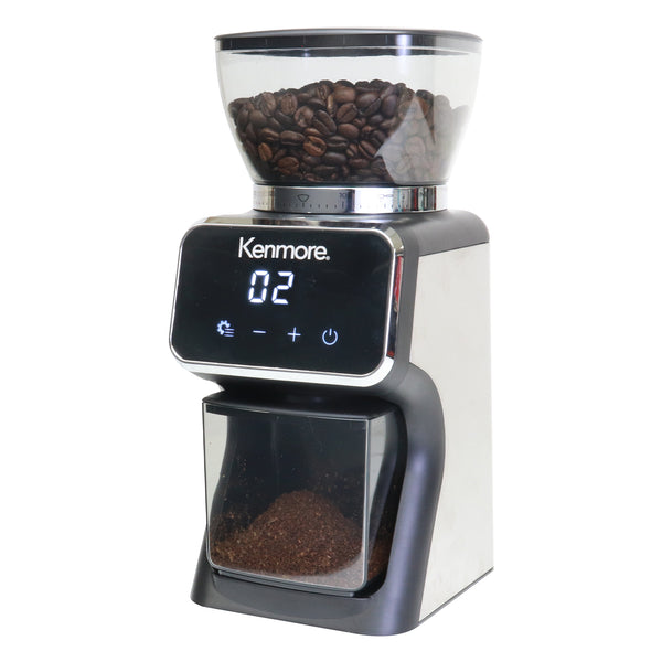 Kenmore digital conical burr coffee grinder on a white background