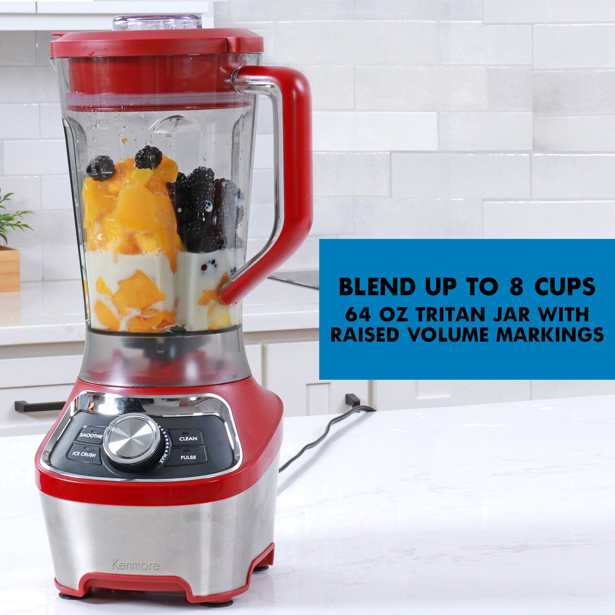 Kenmore Stand Blender 8 Cup Smoothie and Ice Crush Modes Red