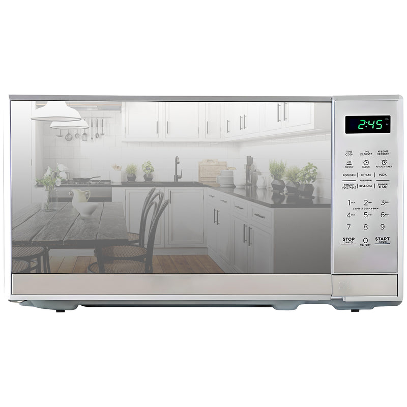 Total Chef stainless steel microwave on a white background