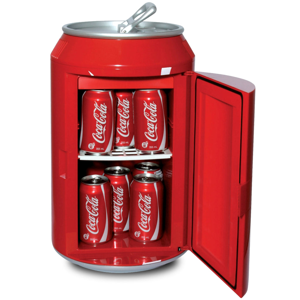 Coca-Cola 12 Can Portable Mini Fridge w/ 12V DC and 110V AC Cords, 10L  (10.6 qt) Can Shaped Personal Cooler, Red, Travel Fridge for Drinks,  Snacks,